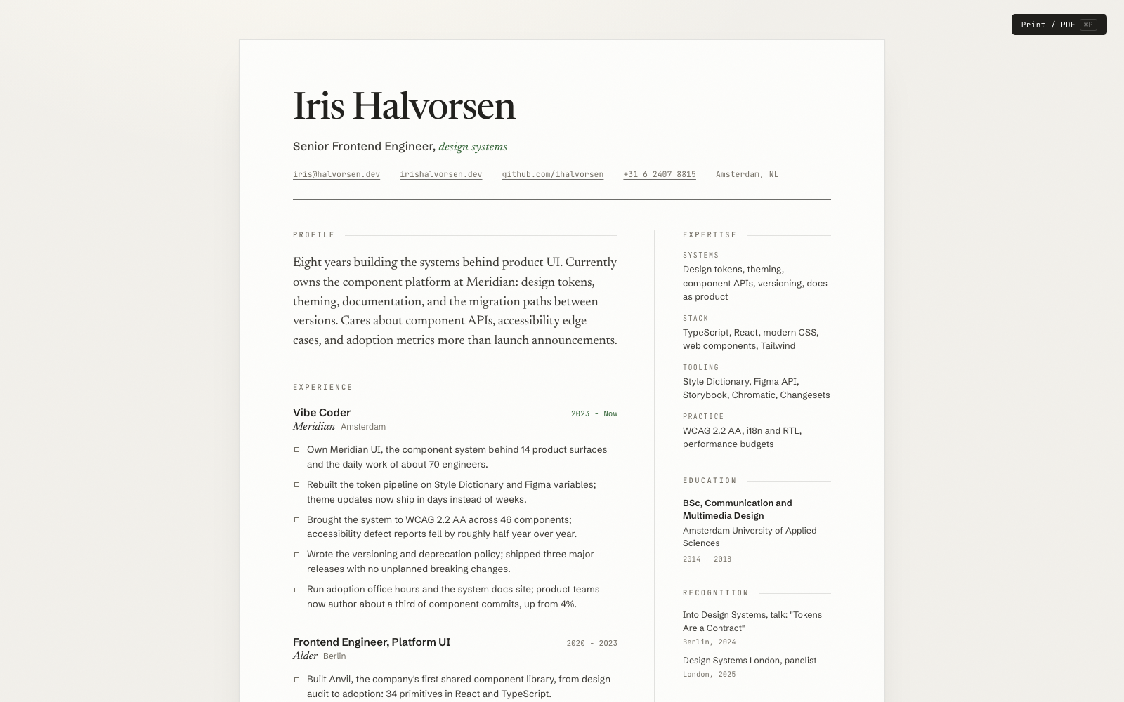 Iris Halvorsen — the result the run produced